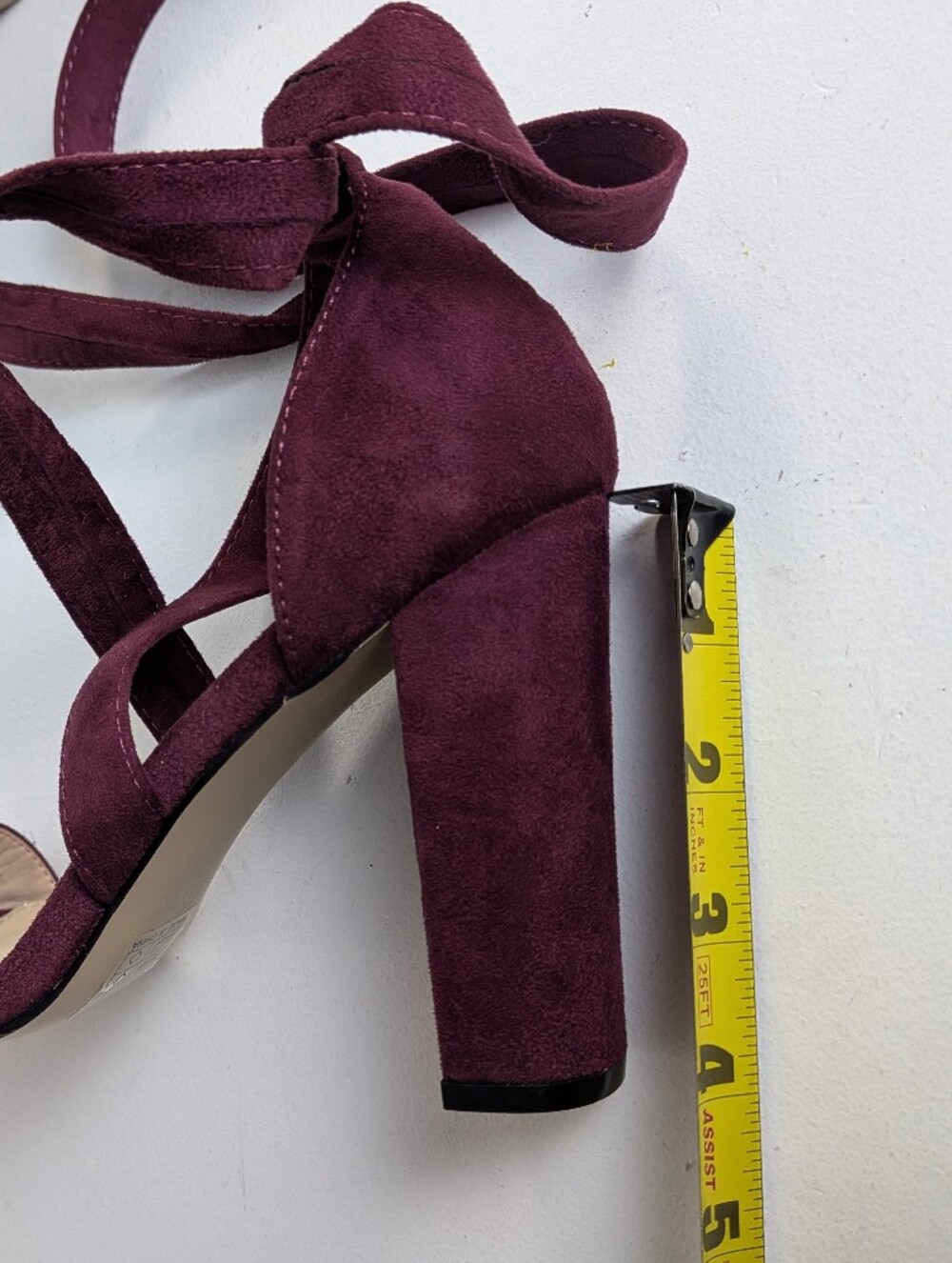 Women’s Burgundy Faux Suede Ankle Strappy Peep Toe block heel Sandals Sz 8 EUC - Picture 9 of 9
